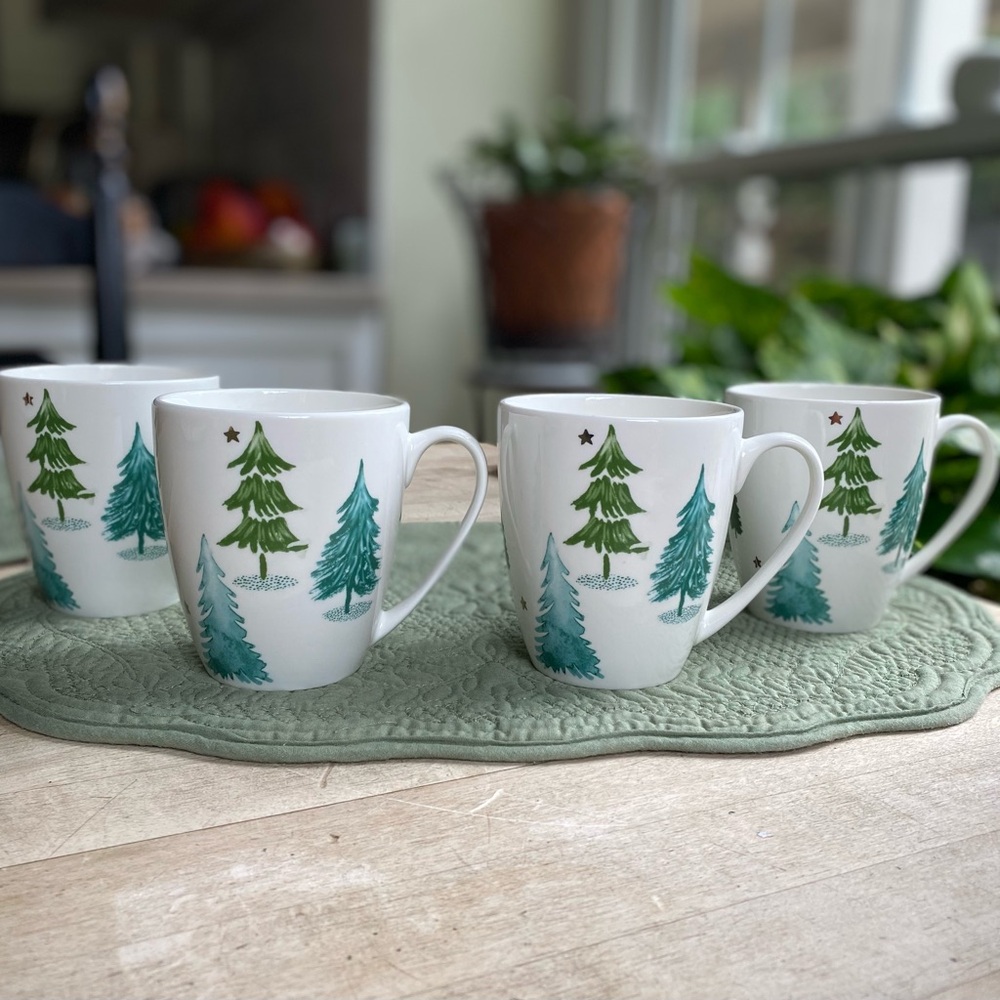 Lenox American by Design Balsam Lane Coffee Tea Cups Mugs Set of 4 Gently Used